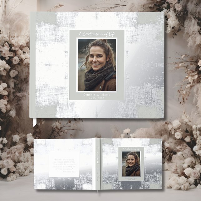 Silver Cream Real Foil Funeral Gästebuch (Von Creator hochgeladen)