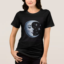 Silver Crescent Moon Black Tri-Blend Shirt