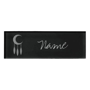 Silver Crescent Moon Federn Thunder_Cove Namenschild