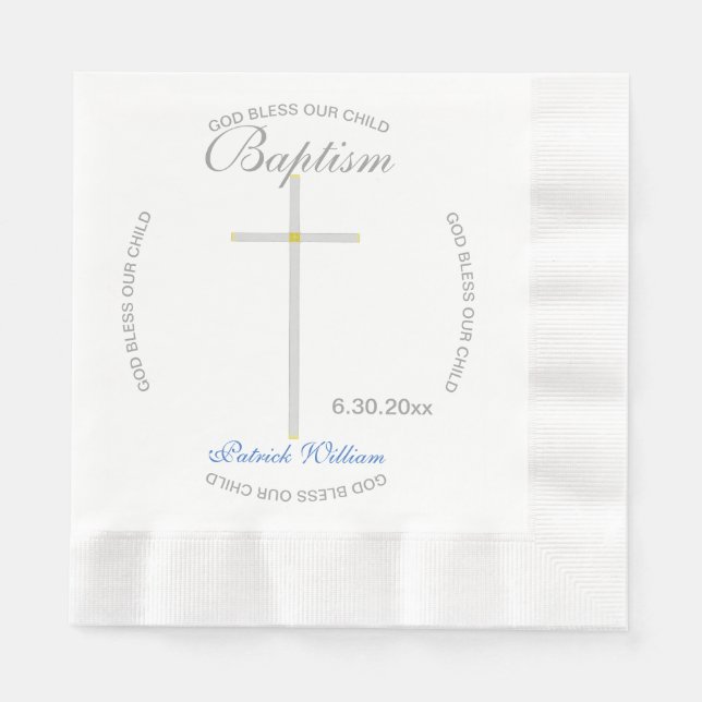 Silver Cross Boy Taufe Blau Serviette (Vorderseite)