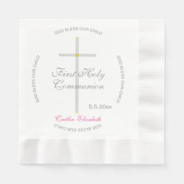 Silver Cross First Heilige Kommune Rosa Name Serviette