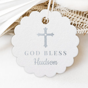 Silver Cross Gott segne Baby Religiöse Taufe Geschenkanhänger