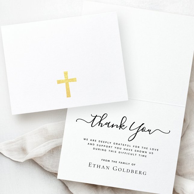 Silver cross loss sympathy thank you notecard folienkarte (Silver cross loss sympathy thank you notecard foil card)