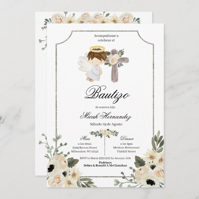 Silver Cross Mi Bautizo Einladung (Vorne/Hinten)