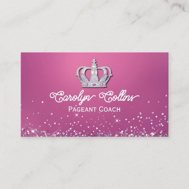 Silver Crown Pageant Coach Business Card Visitenkarte (Vorderseite)