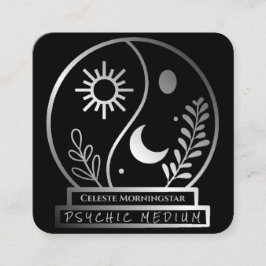 Silver Crystal Ball Psychische Medium Moon Sun Quadratische Visitenkarte