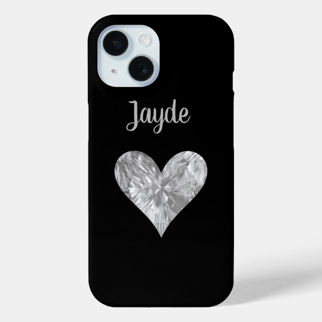 Silver Crystal Heart Handy Case (Rückseite)