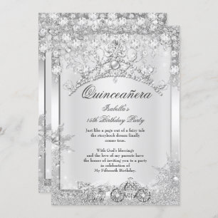 Silver Crystal Quinceanera 15. Winter Carriage Einladung