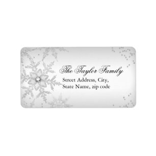 Silver Crystal Snowflake Weihnachtsadressen Labels Adressaufkleber