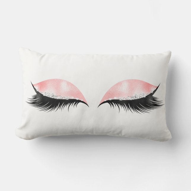 Silver Crystals Glitzer Pink Black Makeup Lashes Lendenkissen (Vorderseite)