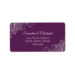 Silver Curls Elegant Plum Lila Hochzeitadresse Adressaufkleber