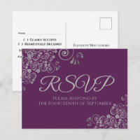 Silver Curls Elegante Plum Lila Wedding RSVP