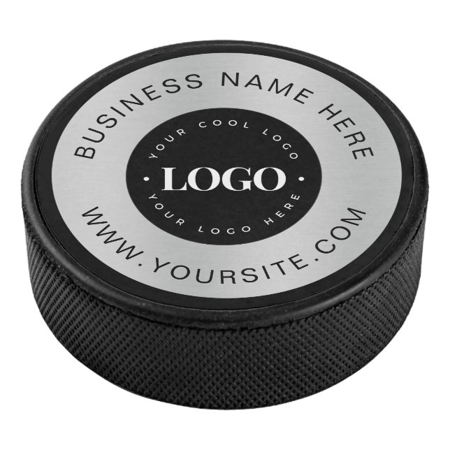 Silver Custom Logo Text Company - Markenbezeichnun Eishockey Puck (3/4)