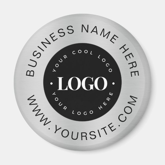 Silver Custom Logo Text Company - Markenbezeichnun Magnet (Vorne)