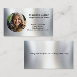 Silver Custom Pet Sitting Business Card Visitenkarte