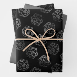 Silver D20 Critmas | PNP Tabletop Role Player Diät Geschenkpapier Set