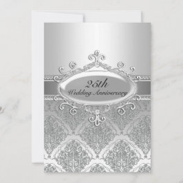 Silver Damask 25. Jahrestag der Hochzeit Einladung