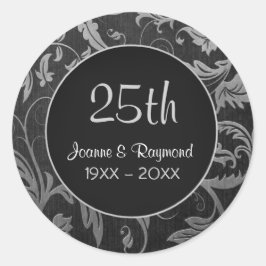 Silver Damask 25. Jubiläum - Anpassen Runder Aufkleber