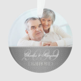 Silver Damask 60th Diamond Anniversary Foto Ornament