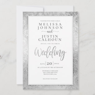 Silver Damask Blumenzwiebeleinladung Einladung
