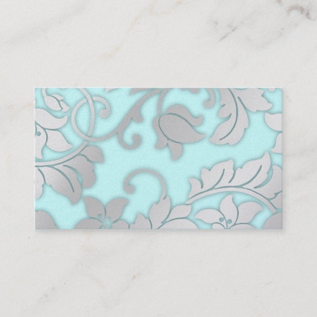 Silver Damask Business Card Visitenkarte (Vorderseite)