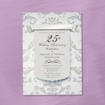 Silver Damask Einladung zum 25. Hochzeitstag