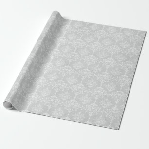 SiLVER DAMASK ELEGANT BIRTHDAY WEDDAY WRAP Geschenkpapier