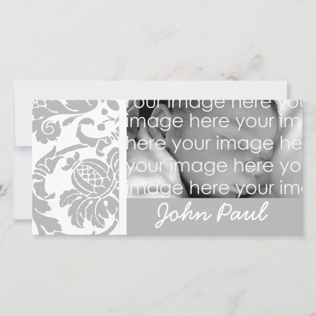 Silver Damask Foto Card (Vorderseite)