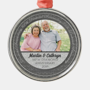 Silver Damask Foto zum 60. Jahrestag des Diamanten Ornament Aus Metall