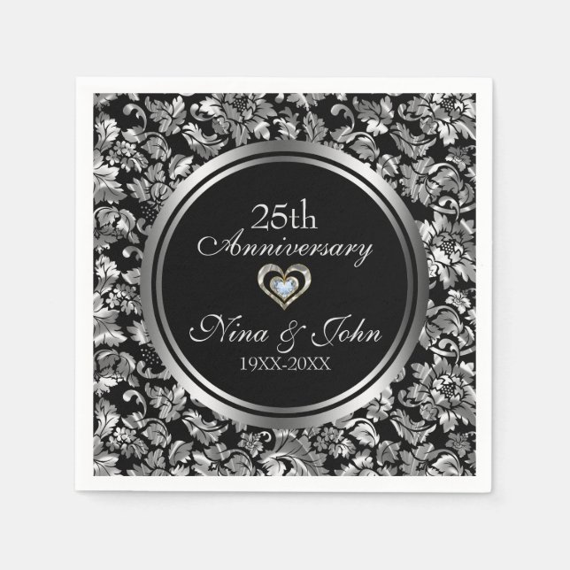 Silver Damask Serviette (Vorderseite)