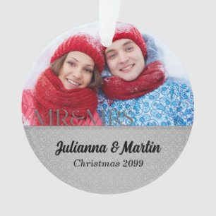 Silver Damask und Silver Damask Weihnachten Hochze Ornament