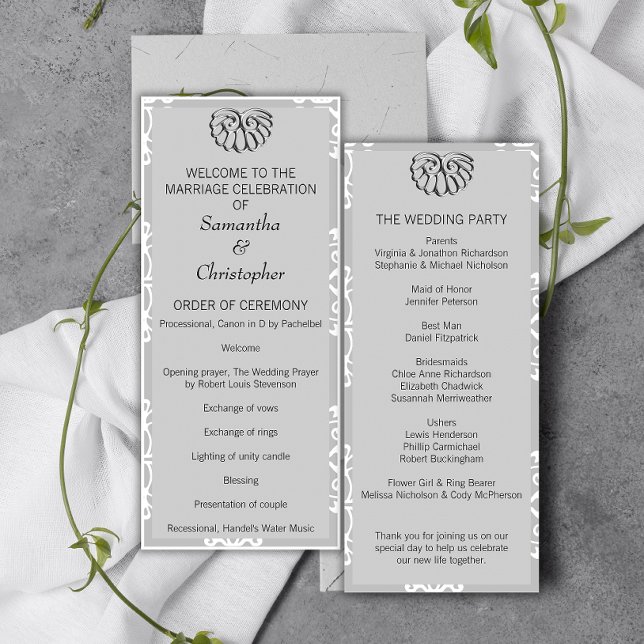 Silver Damask Wedding Program Programm (Von Creator hochgeladen)