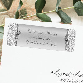 Silver Damask Wedding Rücksendeadresse