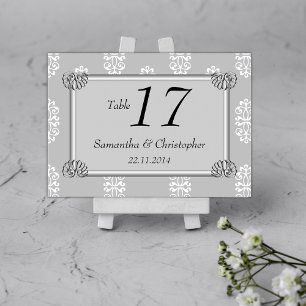 Silver Damask Wedding Tischnummer