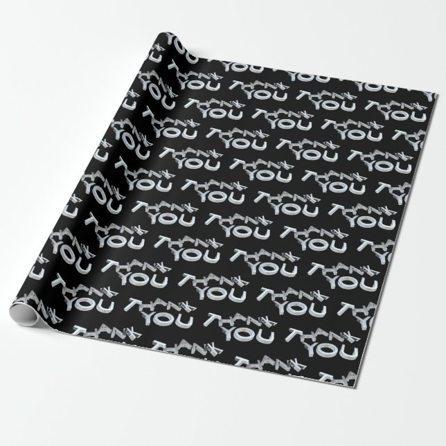 Silver Danke, dass Sie schwarzes Wrapping Paper Geschenkpapier (Ungerollt)