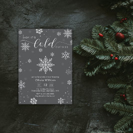Silver Dark Grey Winter Snowflake Baby Shower Einladung