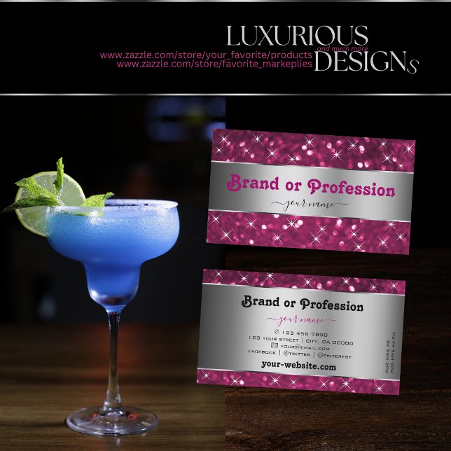 Silver Decor Pink Glitzer Sparking Stars Stilvoll Visitenkarte (Von Creator hochgeladen)