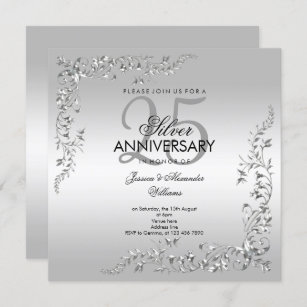 Silver Decoration 25. Hochzeitstag Einladung