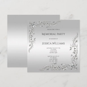 Silver Decoration Memorial Party Einladung