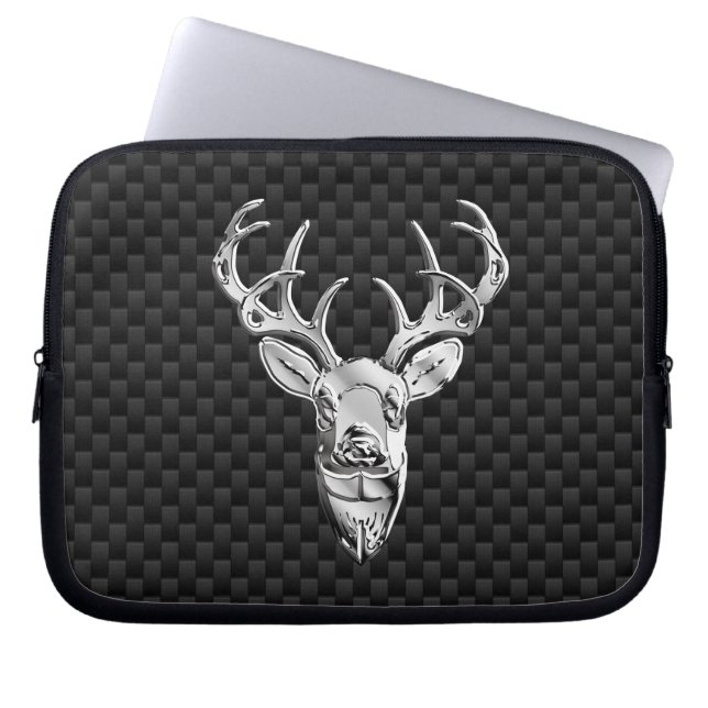 Silver Dee on Carbon Fibre Style Print Laptopschutzhülle (Vorderseite)