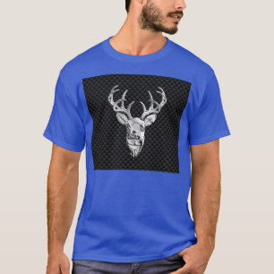 Silver Deer Buck on Carbon Fibre Style Decke T-Shirt