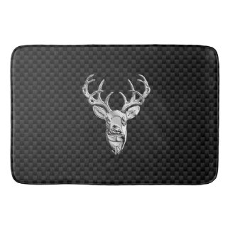 Silver Deer Buck on Carbon Fibre Style Print Badematte