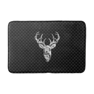 Silver Deer Buck on Carbon Fibre Style Print Badematte