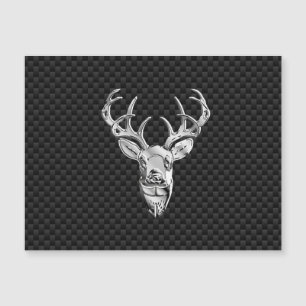 Silver Deer Buck on Carbon Fibre Style Print Magnetkarte