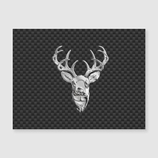 Silver Deer Buck on Carbon Fibre Style Print Magnetkarte