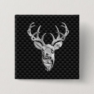 Silver Deer Deco auf Carbon Fibre Style Print Button