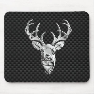 Silver Deer Deco auf Carbon Fibre Style Print Mousepad