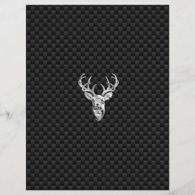 Silver Deer Face on Carbon Fibre Style Print (Vorderseite)