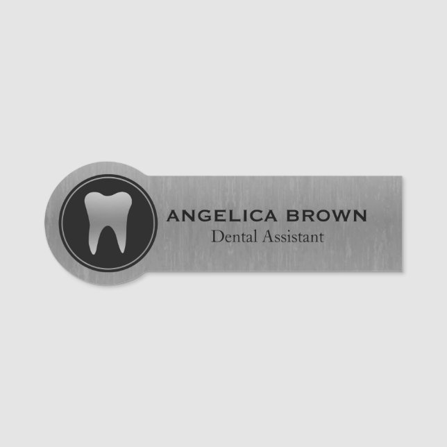 Silver Dental Assistant Name Tag Namensschild (Vorderseite)