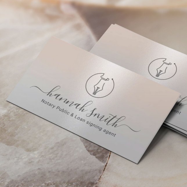 Silver des Agent Pen Nib-Logos für Notare-Loans Visitenkarte (Von Creator hochgeladen)